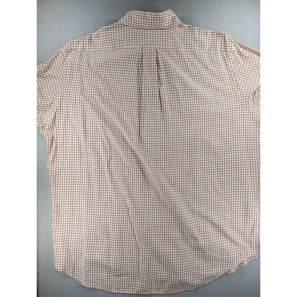 Ralph Lauren Mens XL Classic Fit Tan Gingham Plaid Button Down Shirt Long Sleeve - Picture 2 of 9